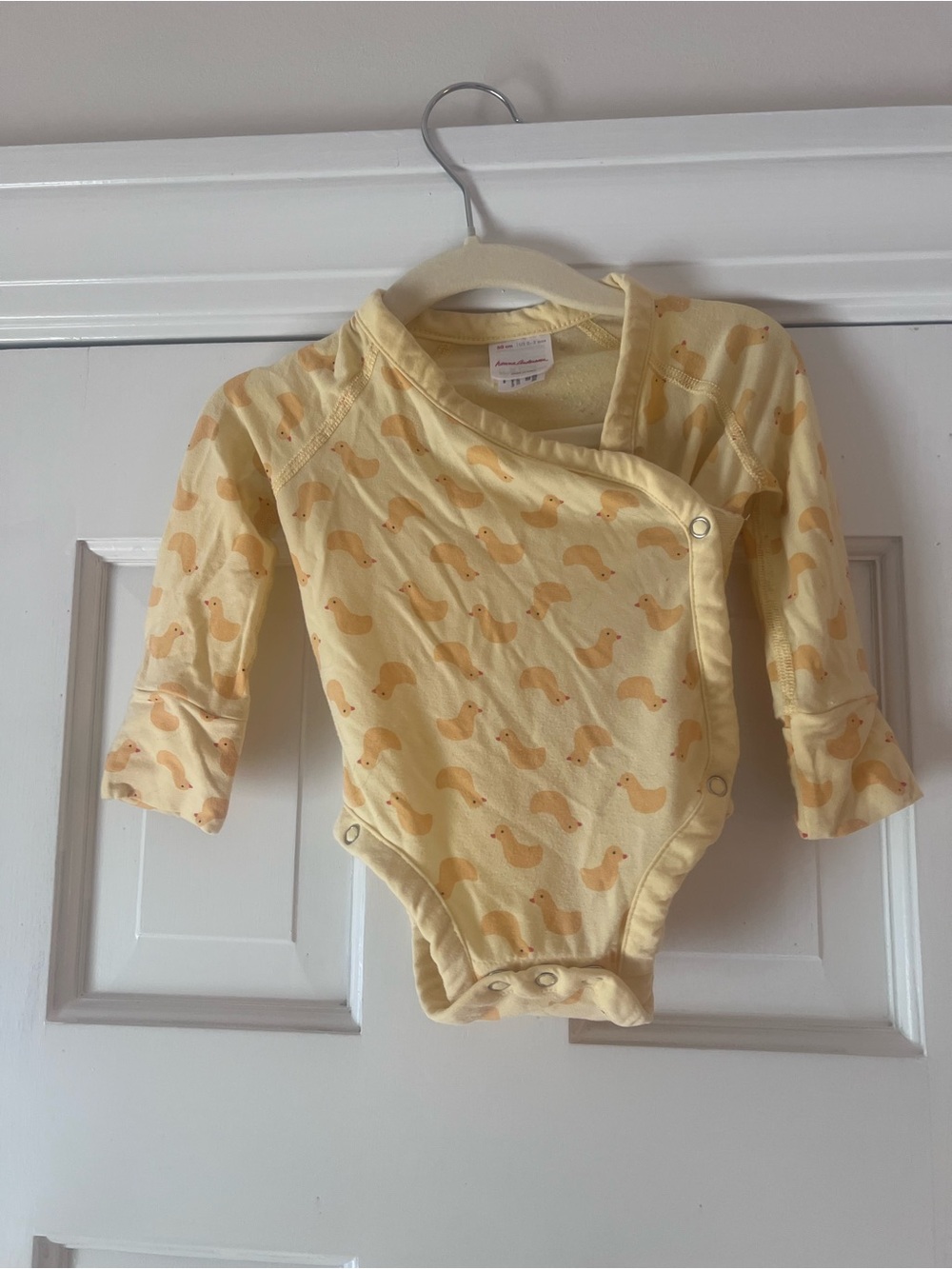 Hanna Andersson Yellow Duck Print Wrap Bodysuit